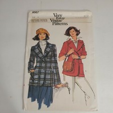1970's VTG VOGUE Misses' unlines collar Jacket Pattern 9567 Size 8 UNCUT picture