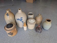 Stoneware Salt Glaze Bluebird Clef Handmade Antique Jug Lot picture