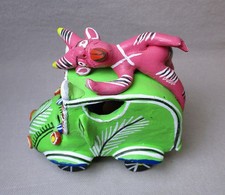Ocumicho Whimsical Mexican Folk Art Pottery Diablo/Devil Bus Sculpture picture