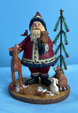 Vintage Demdaco Christmas Carvings Woodland Friends Santa  #12048 Resin Figure picture