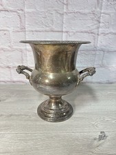 VTG Silver Plate Champagne Ice Bucket Footed Trophy Urn Ornate Handles Sheridan picture