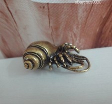 Vintage Solid Brass Hermit Crab Figurine Animal Statue picture