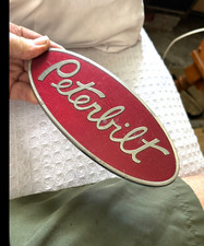 Vintage Peterbilt Truck Emblem Badge Oval 8 Inch Hood Ornament picture