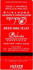 Dakota Restaurant & Bakery Bridgeview IL Vintage Matchbook Cover TMM25-3 picture