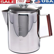 Stainless Steel Camping Coffee Percolator Stovetop Pot Outdoor Brewing 12 Cups picture