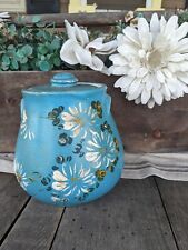 Vintage 1930s Ransburg Pottery Blue Floral Canister Jar picture
