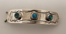 Old Pawn Navajo Sterling Silver Turquoise Hair Clip Barrette picture