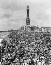 The Blackpool Bank Holiday crowds on the beach 1953 Historic Old Photo picture