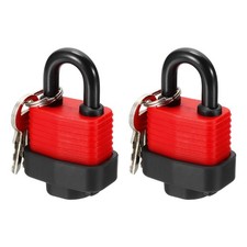 2Pcs Waterproof Padlocks 38.8mm / 1.53 Inch Alloy Steel Short Beam Locks Red picture