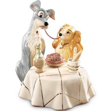 Lenox Disney Lady and the Tramp Figurine Spaghetti Scene 24K Gold Accents - NEW picture