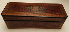 ANTIQUE ENGLISH WOOD INLAY TRINKET BOX picture