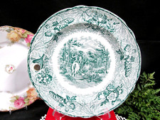 Rare Copeland late Spode hot plate warming plate green color hunting scene 1890 picture