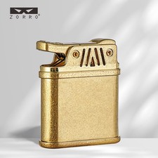 ZORRO Raw Copper Kerosene Windproof Lighter, Special-Shaped Knurled Texture picture