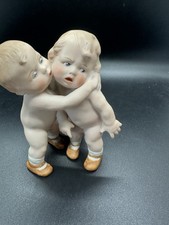 Antique German Rose O’Neill Hugging Kewpie Dolls Porcelain Figurine Vase picture