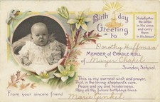 1912 Indianapolis IN Baby Dorothy Huffman Birthday Postcard Mayer Chapel picture
