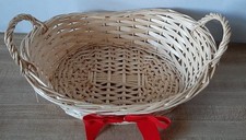 Woven Natural Reed Basket w/Handles 11 x 8 x 5.5