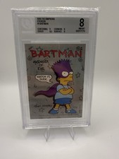 BARTMAN AVENGER OF EVIL 1990 TOPPS SIMPSONS 1ST ROOKIE STICKER #1 BGS 8 picture