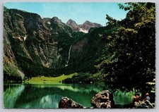Vintage Obersee Königssee Bavaria Germany Alpine Lake Waterfall Postcard picture
