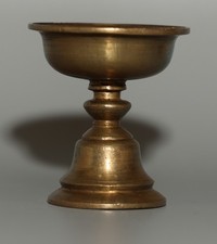 Real Tibet 18th Century Old Antique Buddhist Alloy Copper Oil Ghee Lamp Butter picture