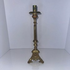 VTG Brass Church Altar Candlestick Candle Holder Tripod Feet Holy Family 16