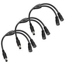 3-Pack 18AWG DC 5.5mm x 2.5mm 12V/24V Power Splitter Cable Black 3pcs picture