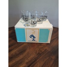 Vintage 1971 Star-Kist Charlie the Tuna Cityscape Glasses Set of 6 with Box picture