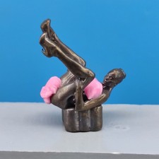 40mm Black Brass Sexy Yoga Spraddle Lying Girl Statue Beauty Model Ornament picture