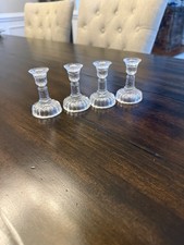 Vintage Elegant Pressed Glass Child's Set of Four Candle Holders 3-1/4