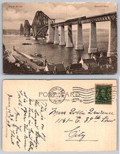 Forth Bridge Scotland Valentines Series Postcard 1908 Posted picture