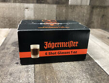 Jägermeister 6 Frosted Shot Glasses 1 Oz Brand New In Open Box Embossed Logo picture