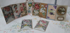 Antique 1900's Birthday Postcard Lot of 10 Floral - Building - Posted - Unposted picture
