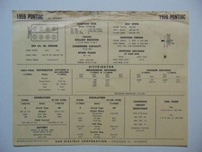 Sun Electric Corp 1959 Pontiac Tune-Up Card picture