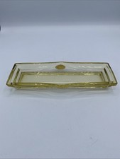 Vintage Echt Kristall Yellow Faceted Glass Tray picture