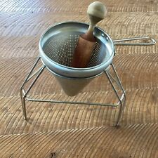 Aluminum Cone Sieve w/ Steel Stand & Wood Pestle Canning Strainer picture