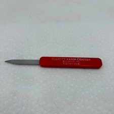 VTG ELLIOTT FARM IOWA ADVERTISING PROMO Flip/Slide Out Pocket Knife Red PLASTIC picture