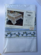 Vintage NOS NIP Royal Made Florentine Tablecloth 60x84 Blue Floral Rectangle picture