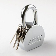 Single Piece Chrome American Te Heavy Duty Pad Lock Padlock Security picture