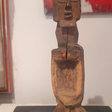 African Hand-Carved Wooden Figurine Sculpture Statue Teke picture