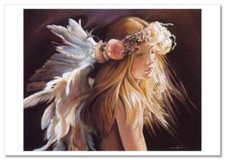 Children Angels wings Pretty LITTLE Baby Girl face KIDS ART NEW modern Postcard picture