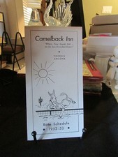 1952 CAMELBACK INN Rate Schedule 1952-1953 Phoenix Arizona Mint Illustrated picture