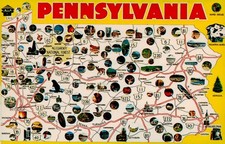 Vintage Pennsylvania Map Photo-Vignette Souvenir Postcard picture