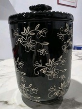 NEW TempTations Black Floral Lace Motif Lidded Jar TREAT JAR HOLIDAY picture