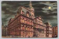 Baltimore City Hall Night View Postcard c1910s Moonlight Maryland Architecture picture