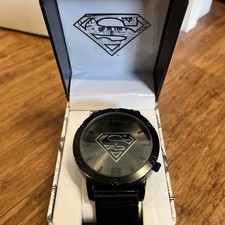 Superman Quartz Men's Wristwatch 51mm Black Stainless Case Nylon Strap Brand New picture