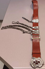 Antique Masonic Knights Templar Dress Sword Belt Watertown Dakota No 7 Leather picture