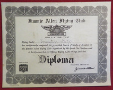 Rare JIMMIE ALLEN FLYING CLUB DIPLOMA 1930s picture