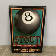 VTG Lost Coast Brewery Art 8 Ball Stout Wood Sign Advertising Distributer Rare picture