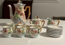 Vintage Pink & Blue Porcelain Tea Set For 6 Made In Japan - 15 Piece Set / Lot picture