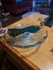 V intage Peacock Turquoise Blue Glass Avon Parfume Bottle Gold Head 1970's picture