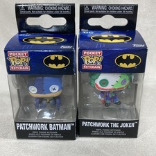 NEW Patchwork Batman & Patchwork The Joker Vinyl Funko Pocket Pop keychain Set. picture